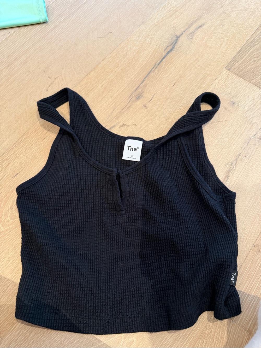 TNA Black Ribbed Cropped Tank